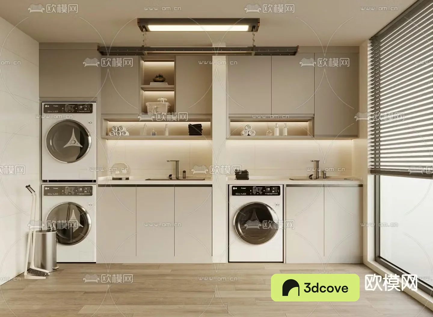 Cream style balcony cabinet washing machine cabinet
