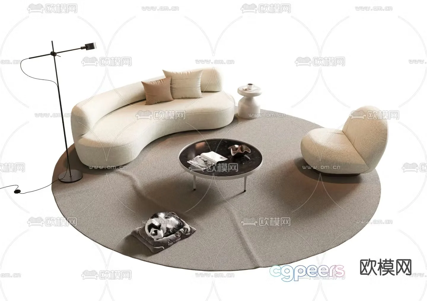 Cream style modular sofa 3d model