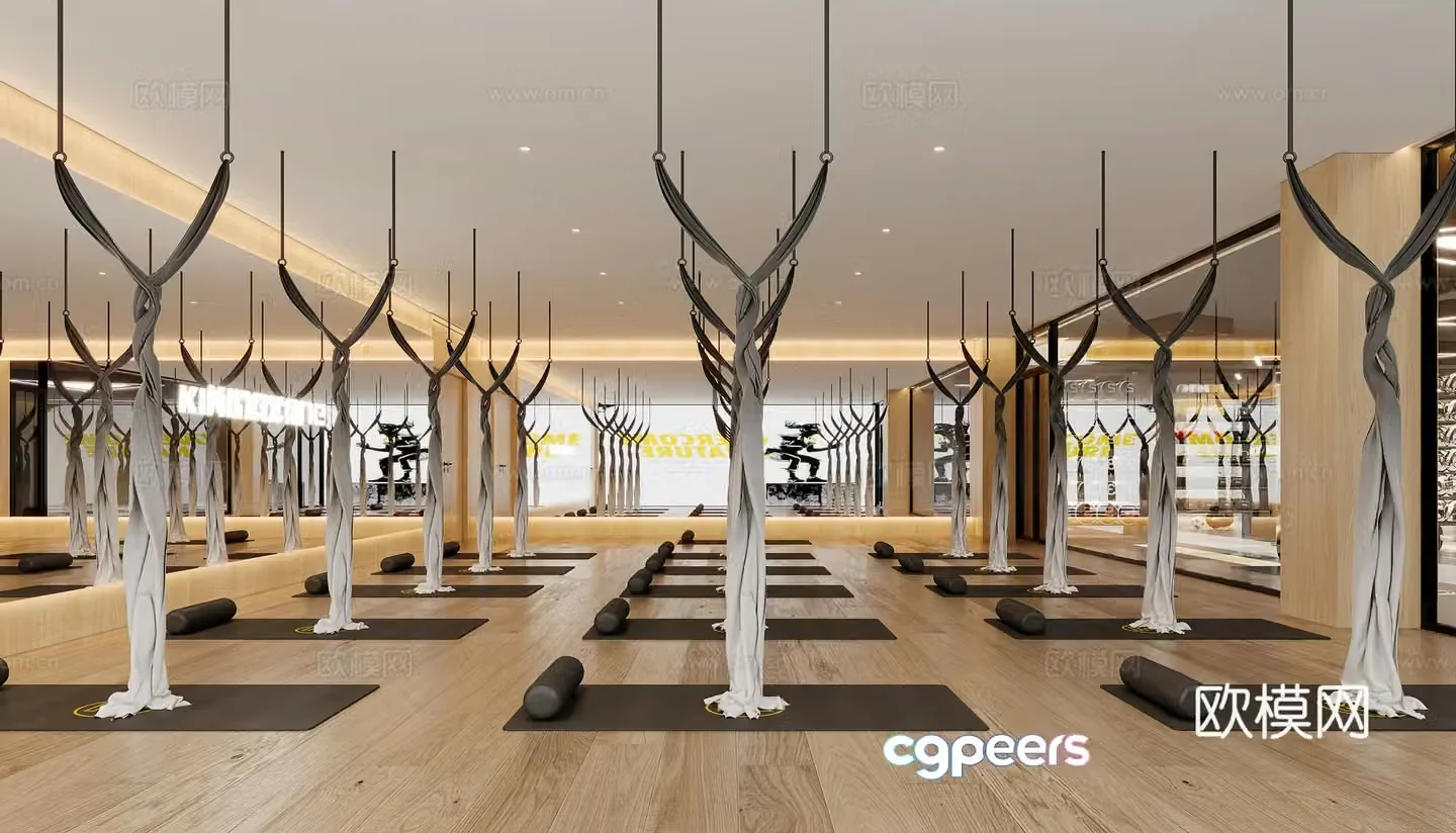 Modern fitness locker room 3d model