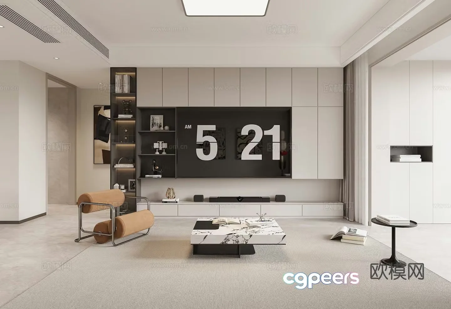 Modern TV background wall 3d model
