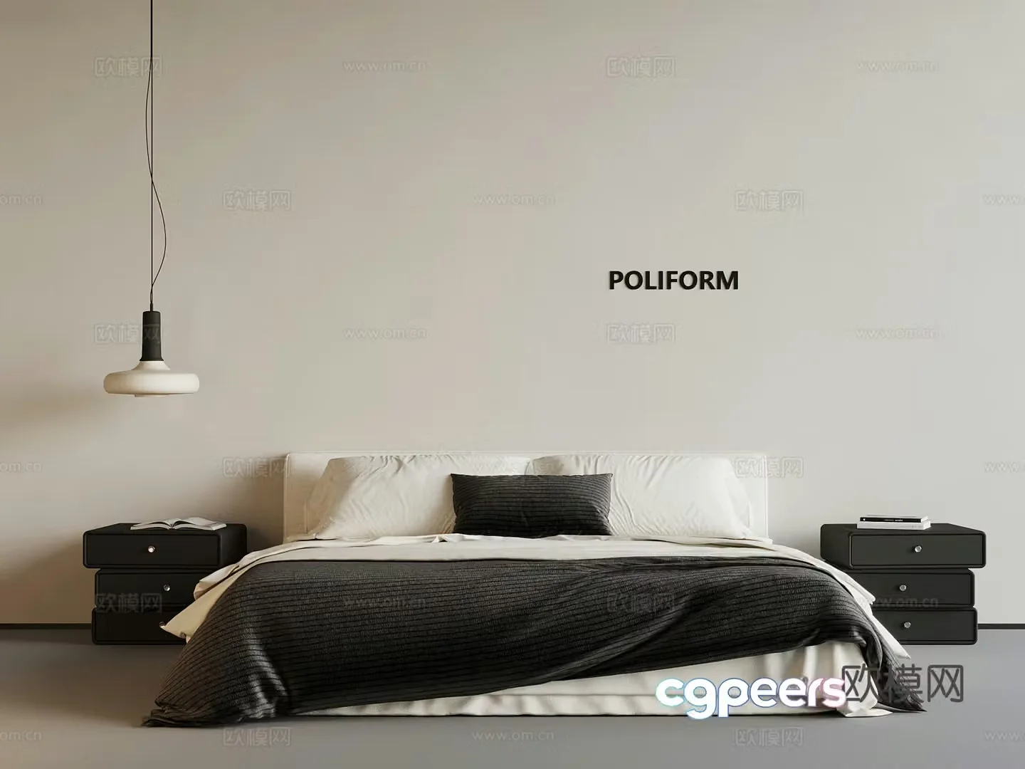 Modern double bed 3d model
