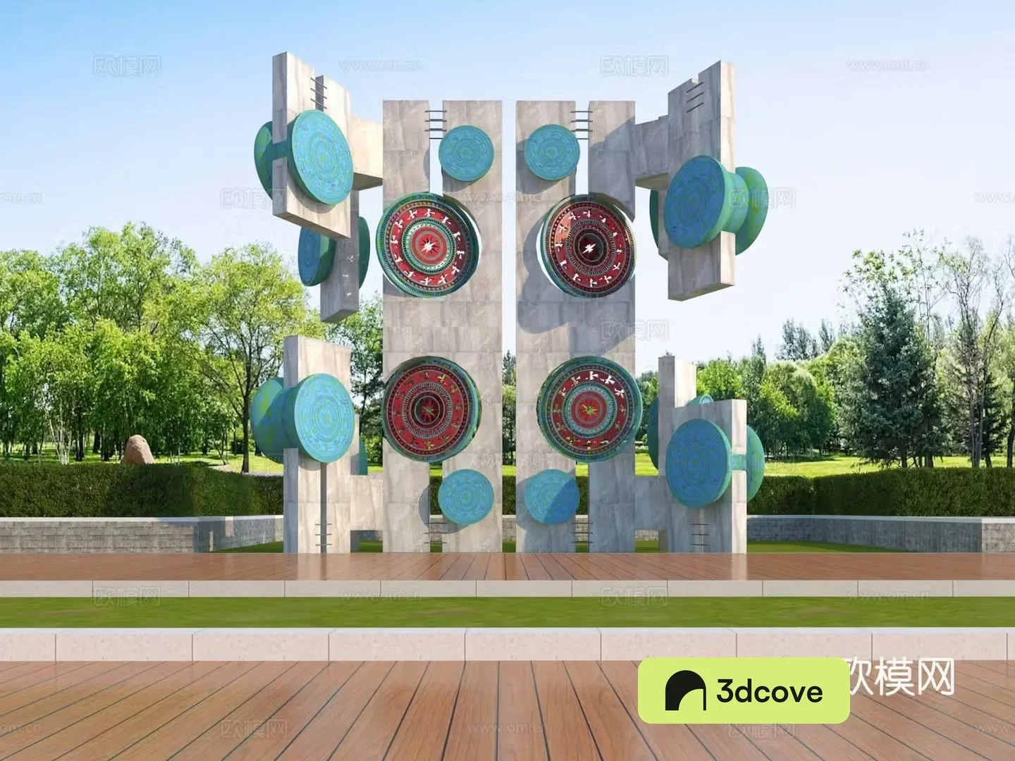 Modern landscape sketch Bronze Drum Culture 3D model