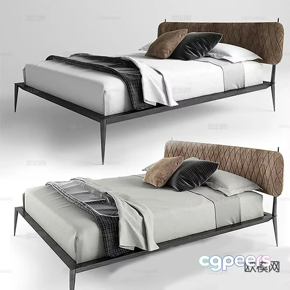 Italian double bed 3d model