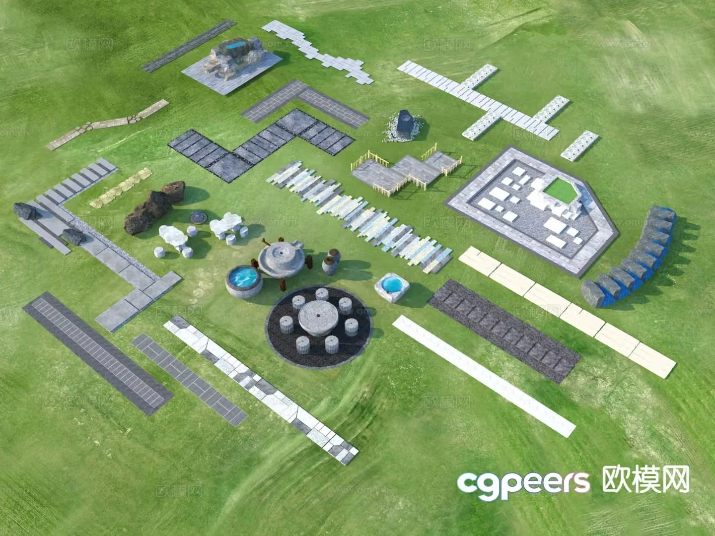 Landscape Garden Road Tingbu sketch Park Tingbu 3D model