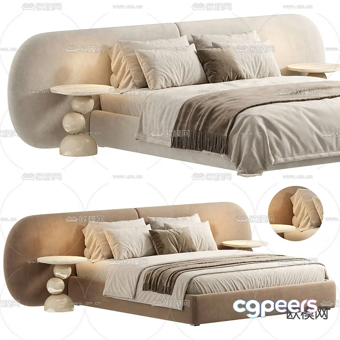 Modern double bed 3d model