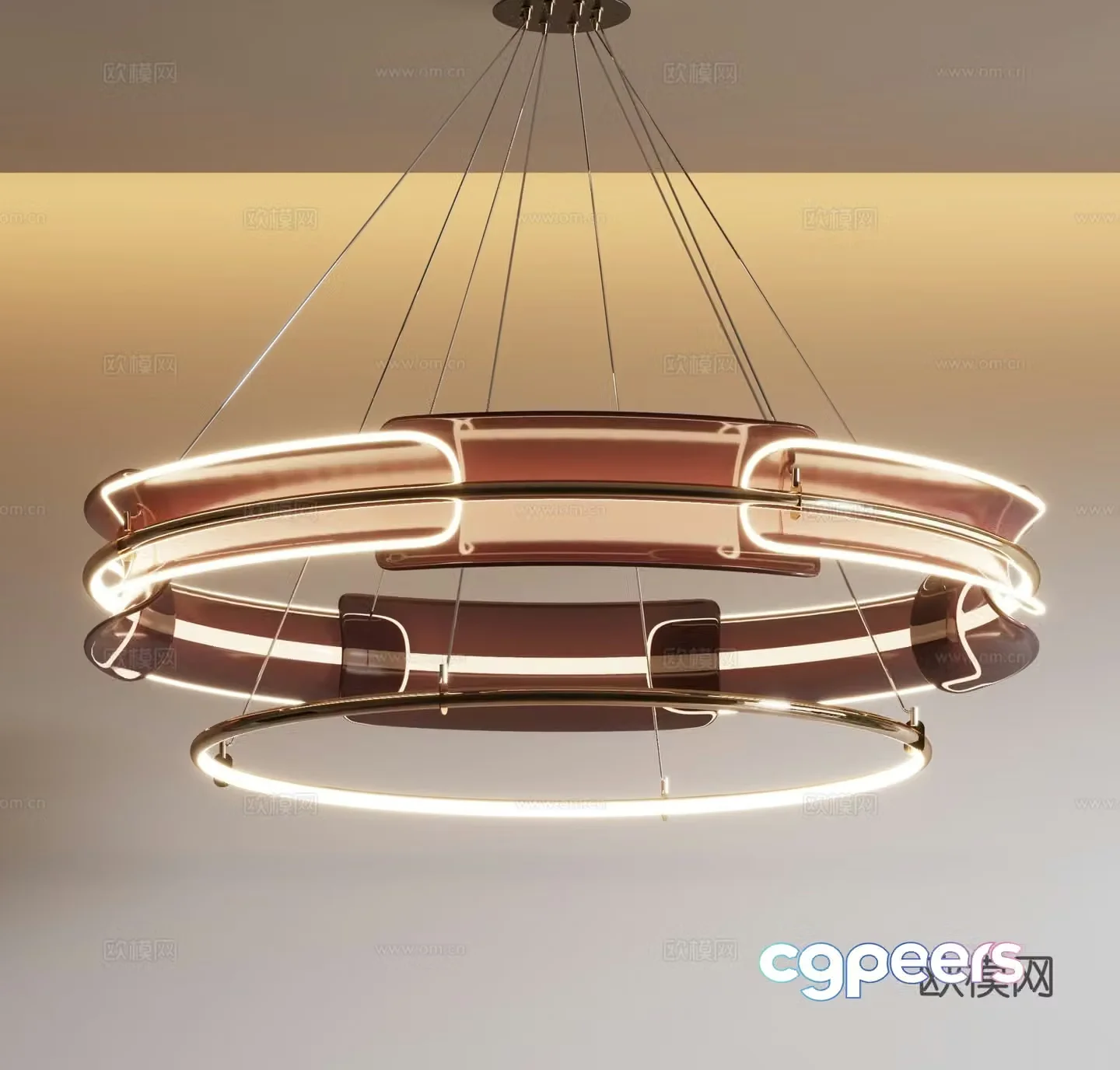 New Chinese style ring chandelier 3d model