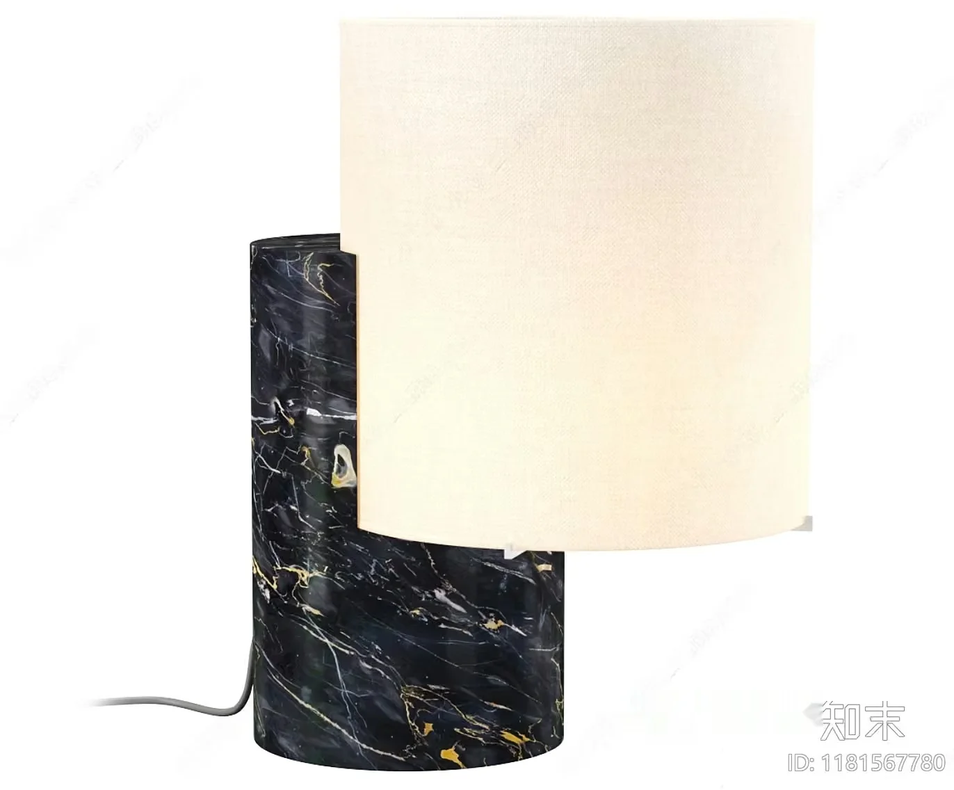 A Table Lamp With A Marble Base And A White Shade 3D Model – 7850 – VRAY Render