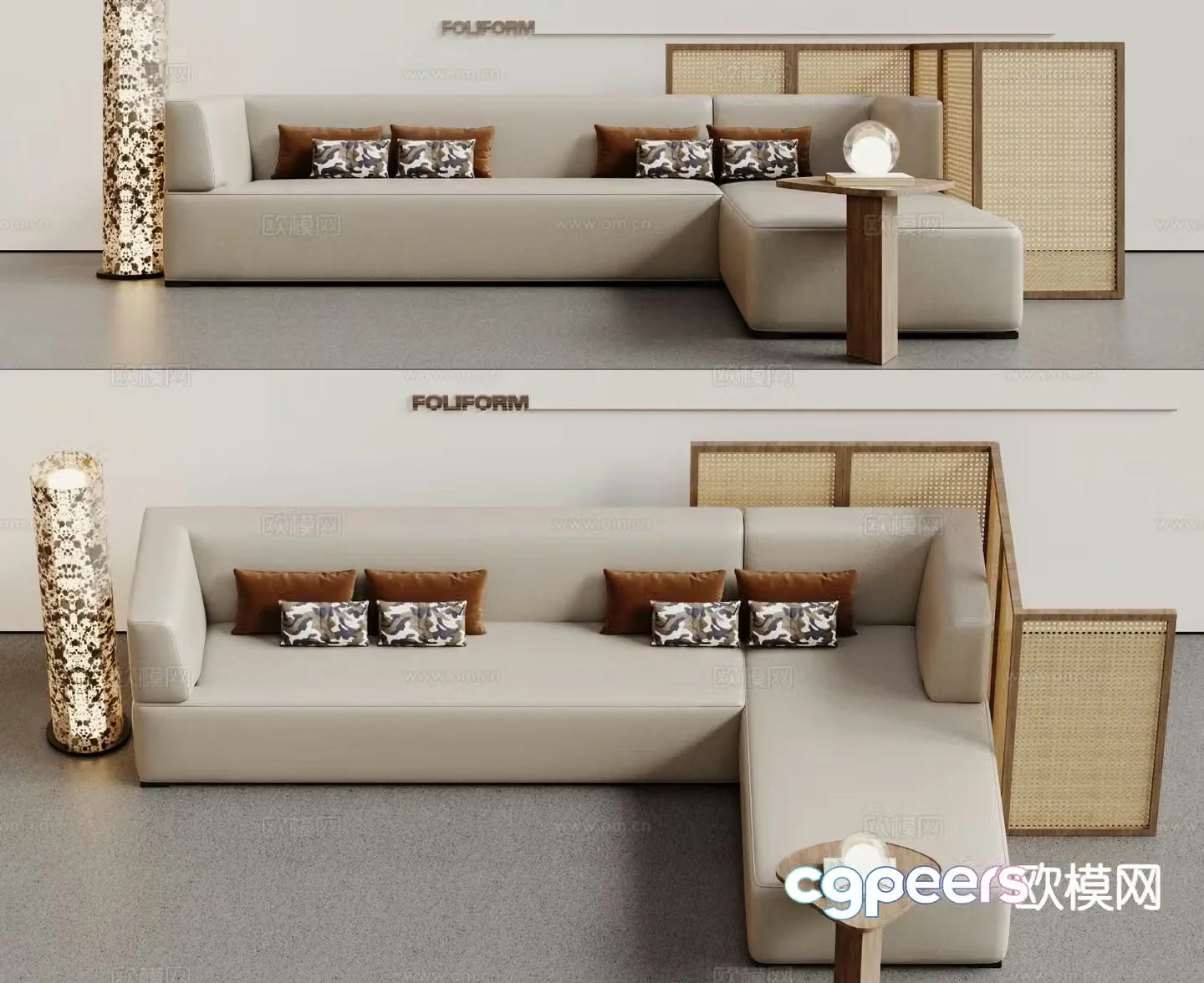 Modern corner sofa booth sofa 3d model