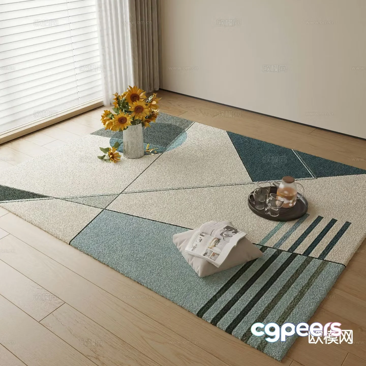 Modern carpet square rug 3d model