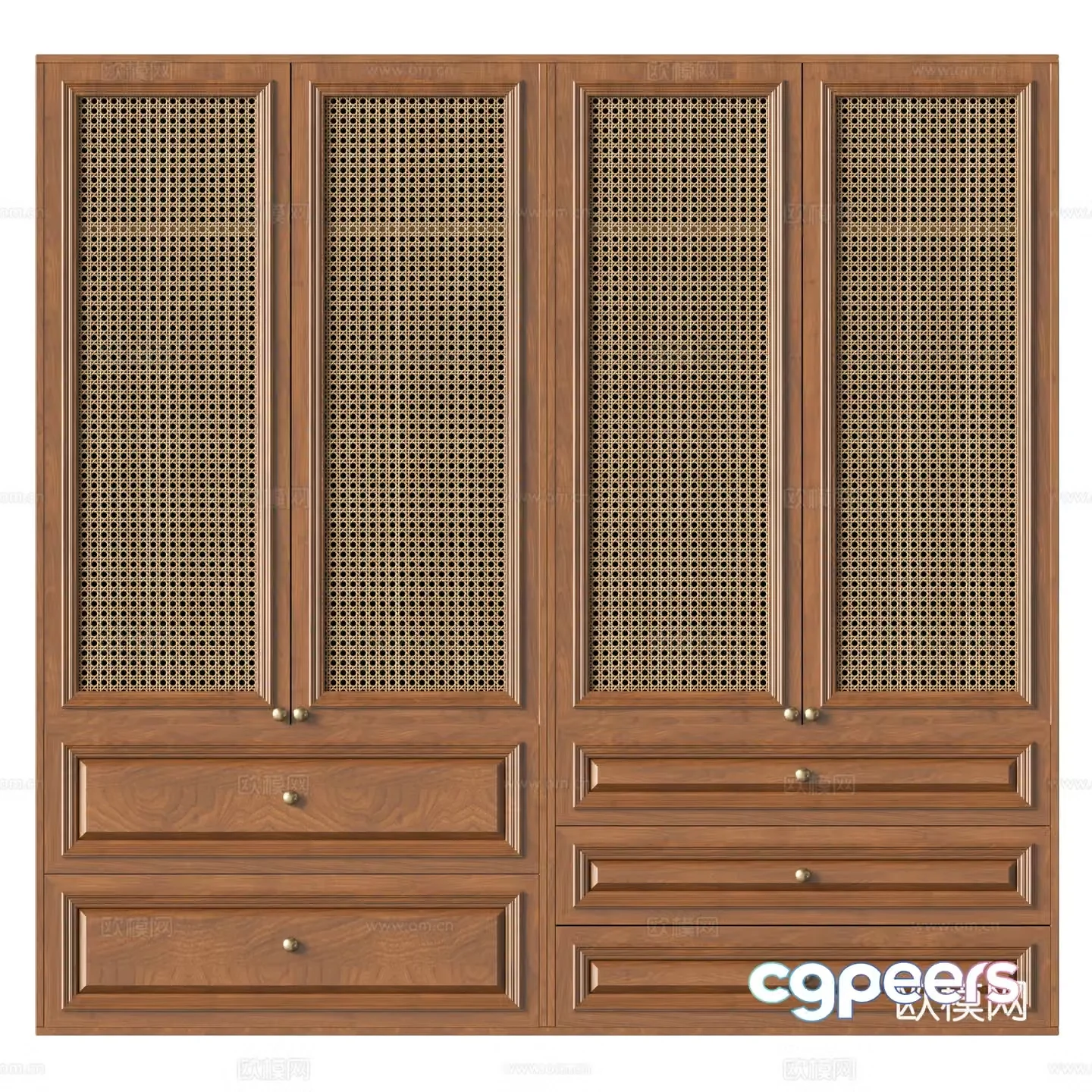 Middle-aged wind wardrobe cabinet door 3d model