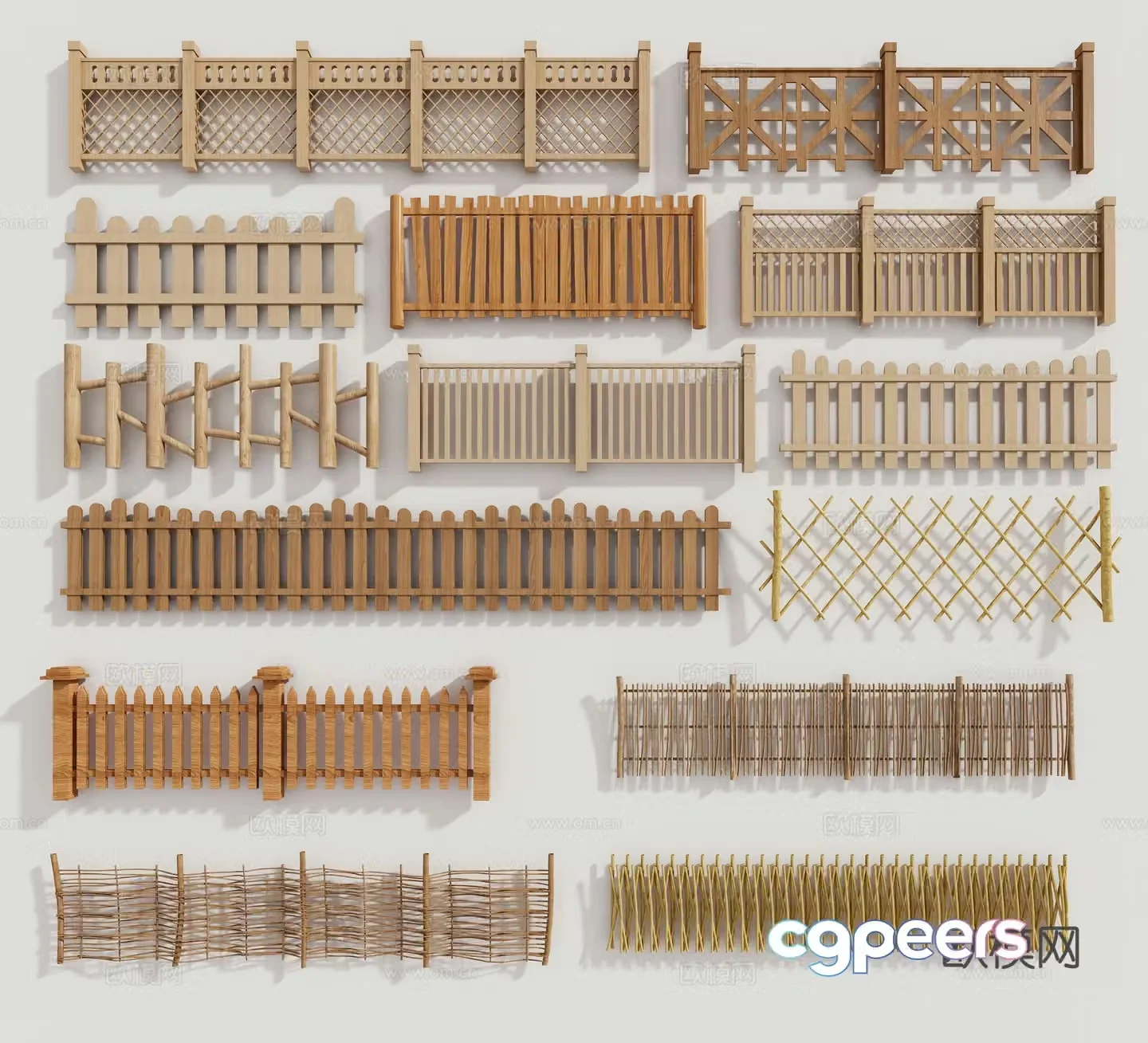 New Chinese style railing guardrail bamboo fence 3d model