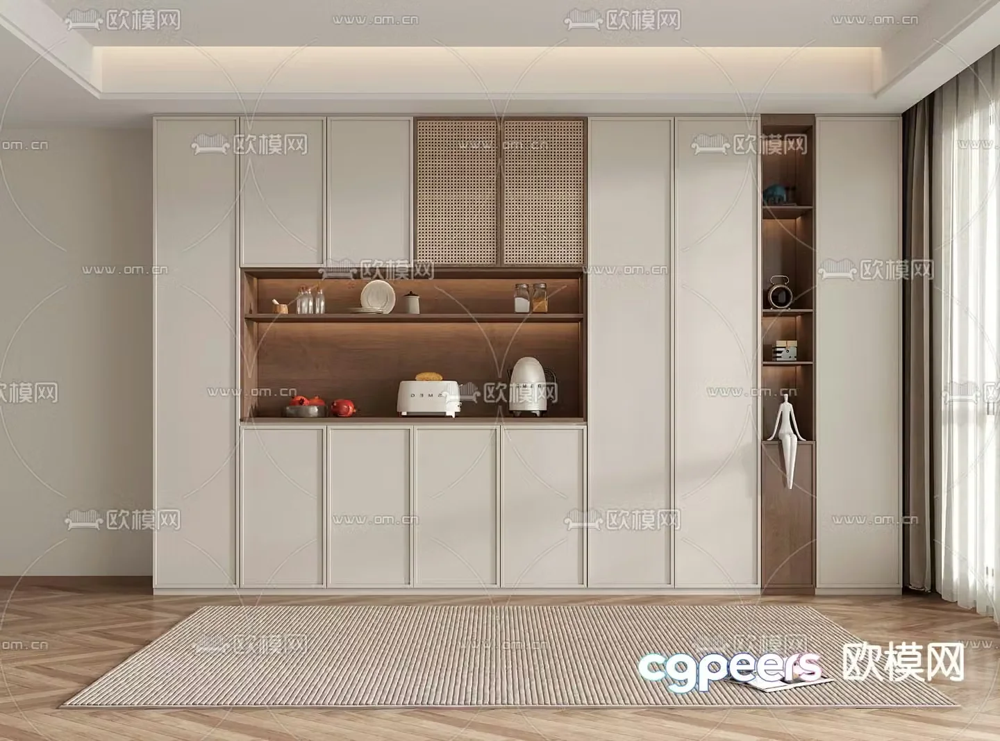 Medieval style wine cabinet and sideboard 3D model