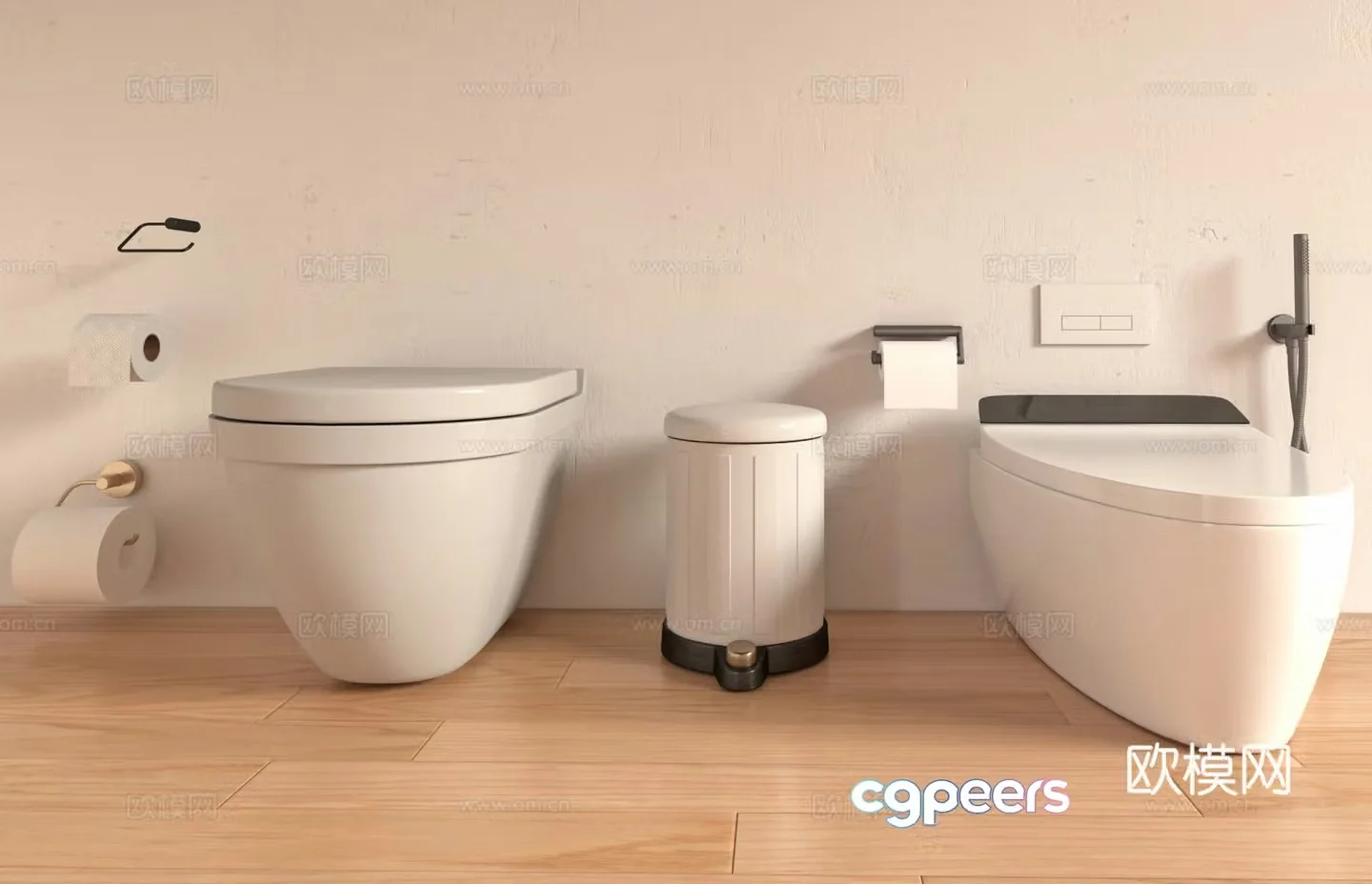 Modern bathroom toilet trash can trash can 3d model