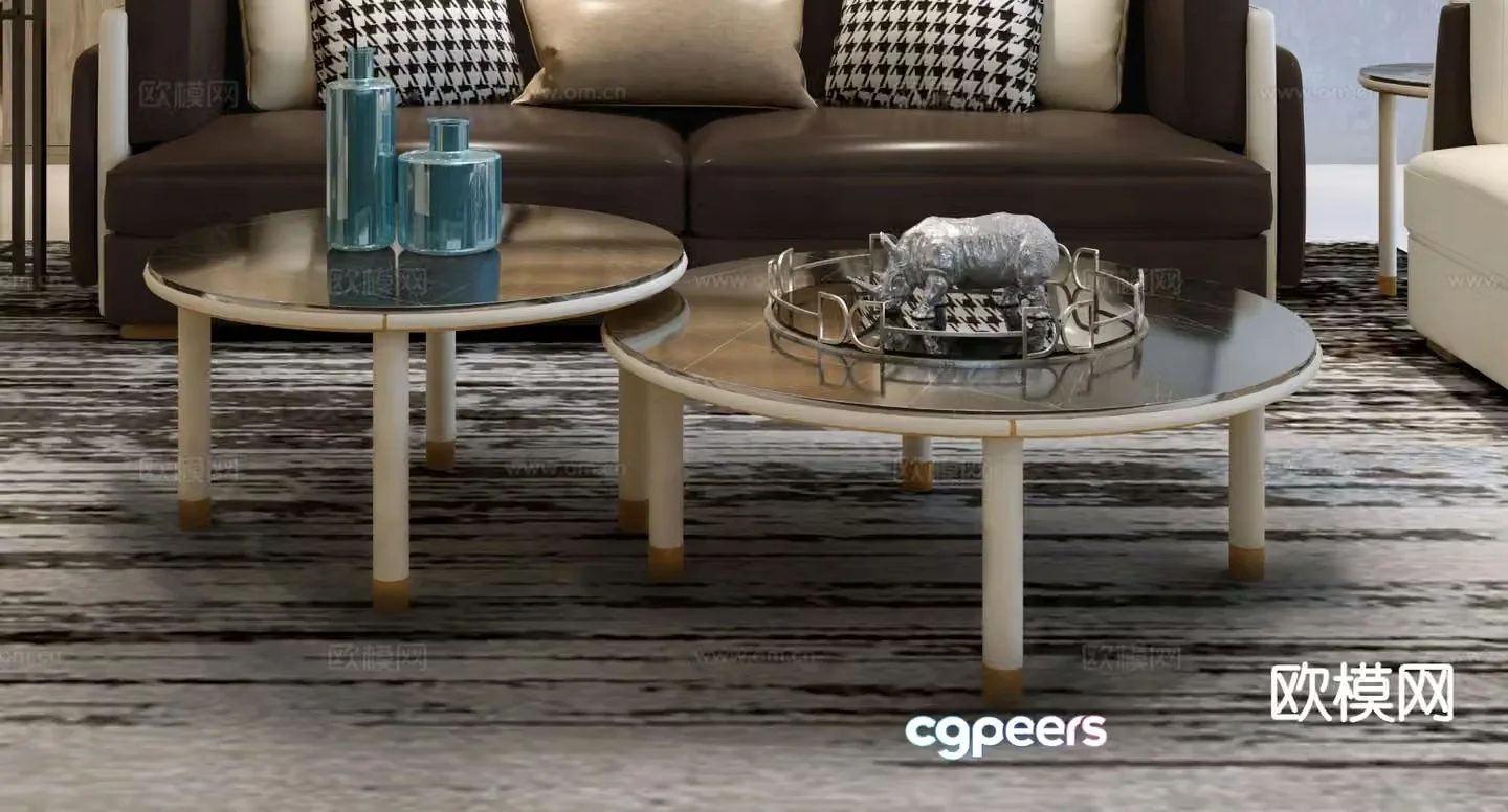 Modern double coffee table 3d model