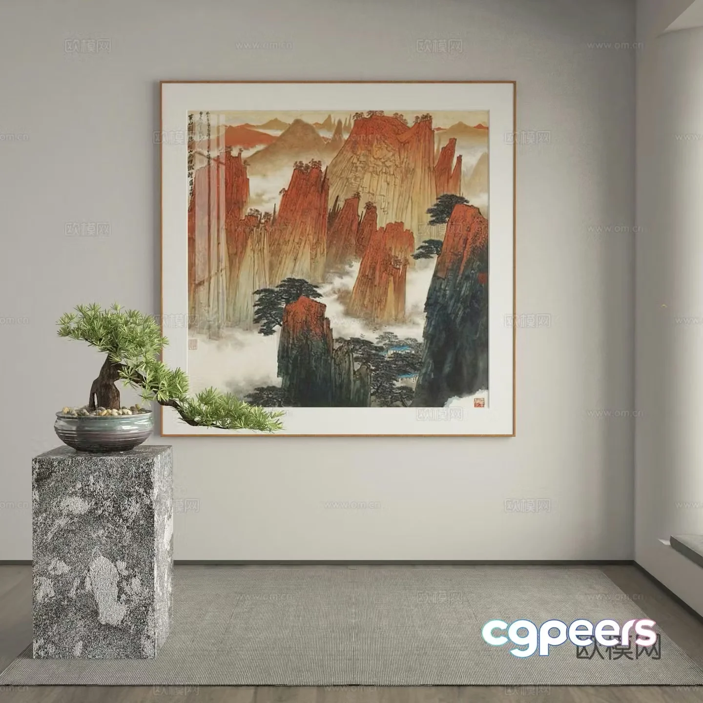 New Chinese style decorative painting hanging painting landscape painting 3d model