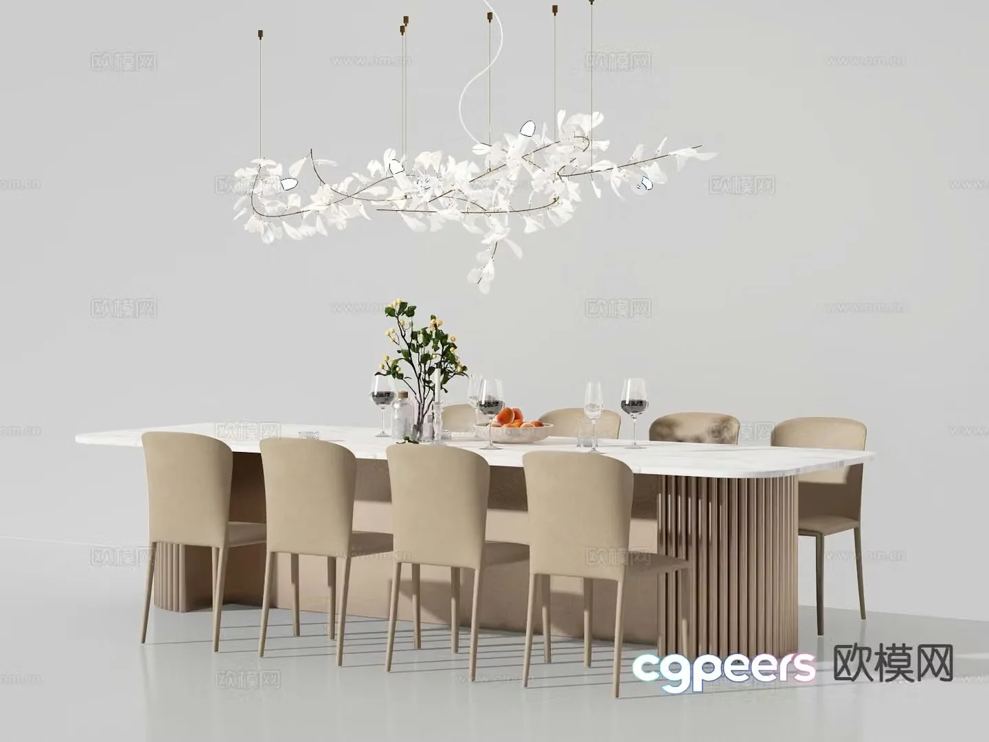 Italian dining table and chairs 3d model