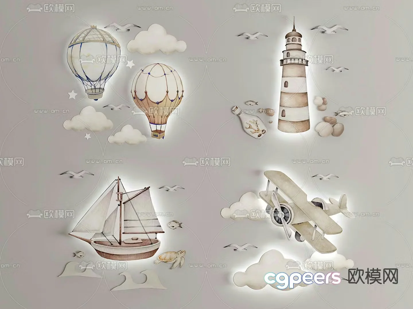 Children’s wall decorations hanging mural lamp 3d model