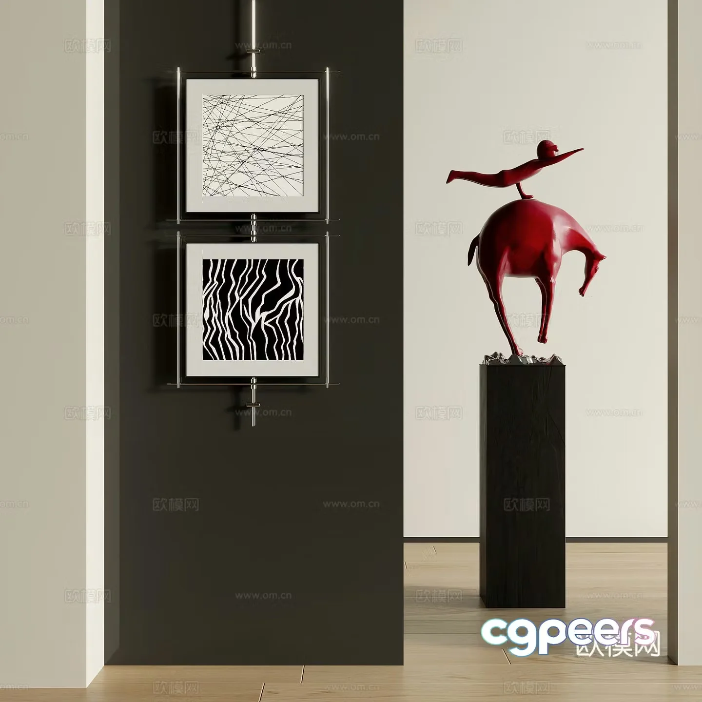 Modern sculpture installation 3d model