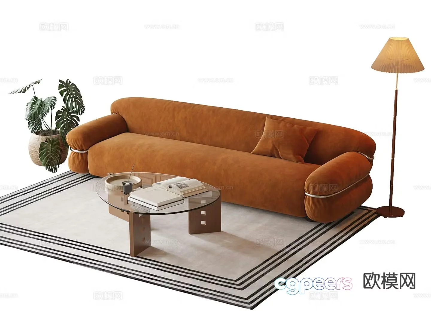 Modern sofa coffee table multi-person sofa 3d model