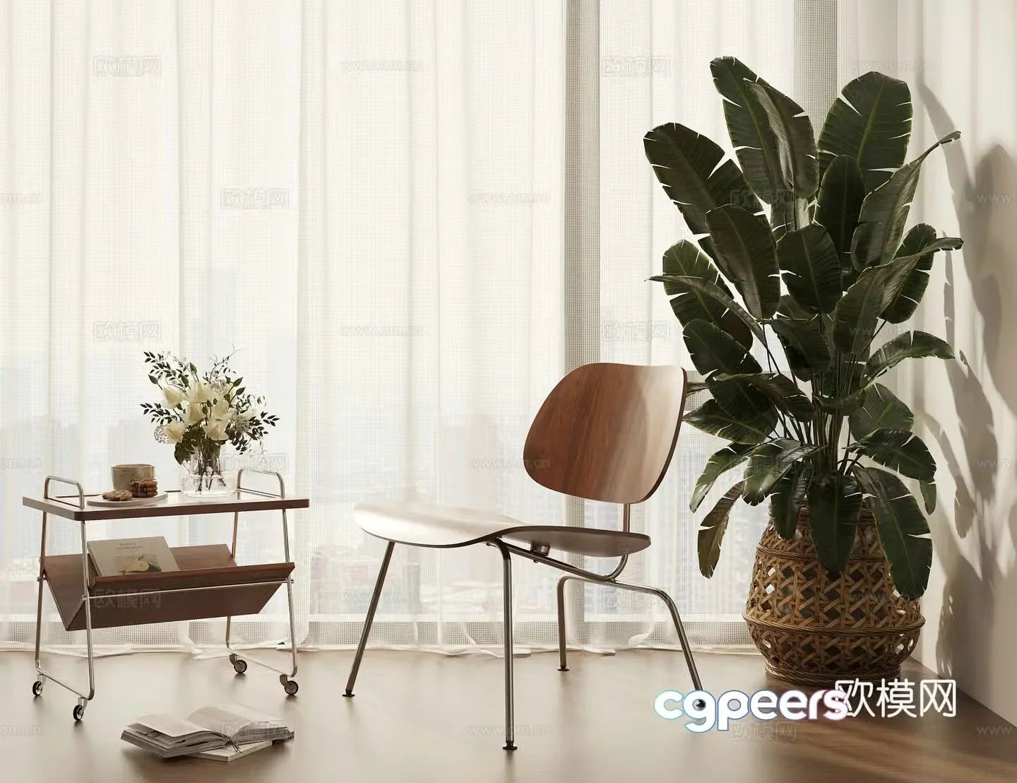 3D model of leisure chair moving side