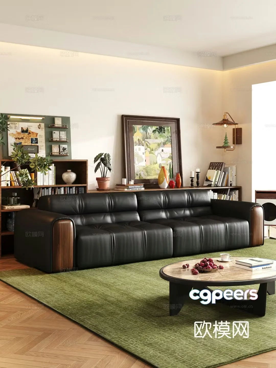 Medieval style sofa coffee table three person sofa 3d model