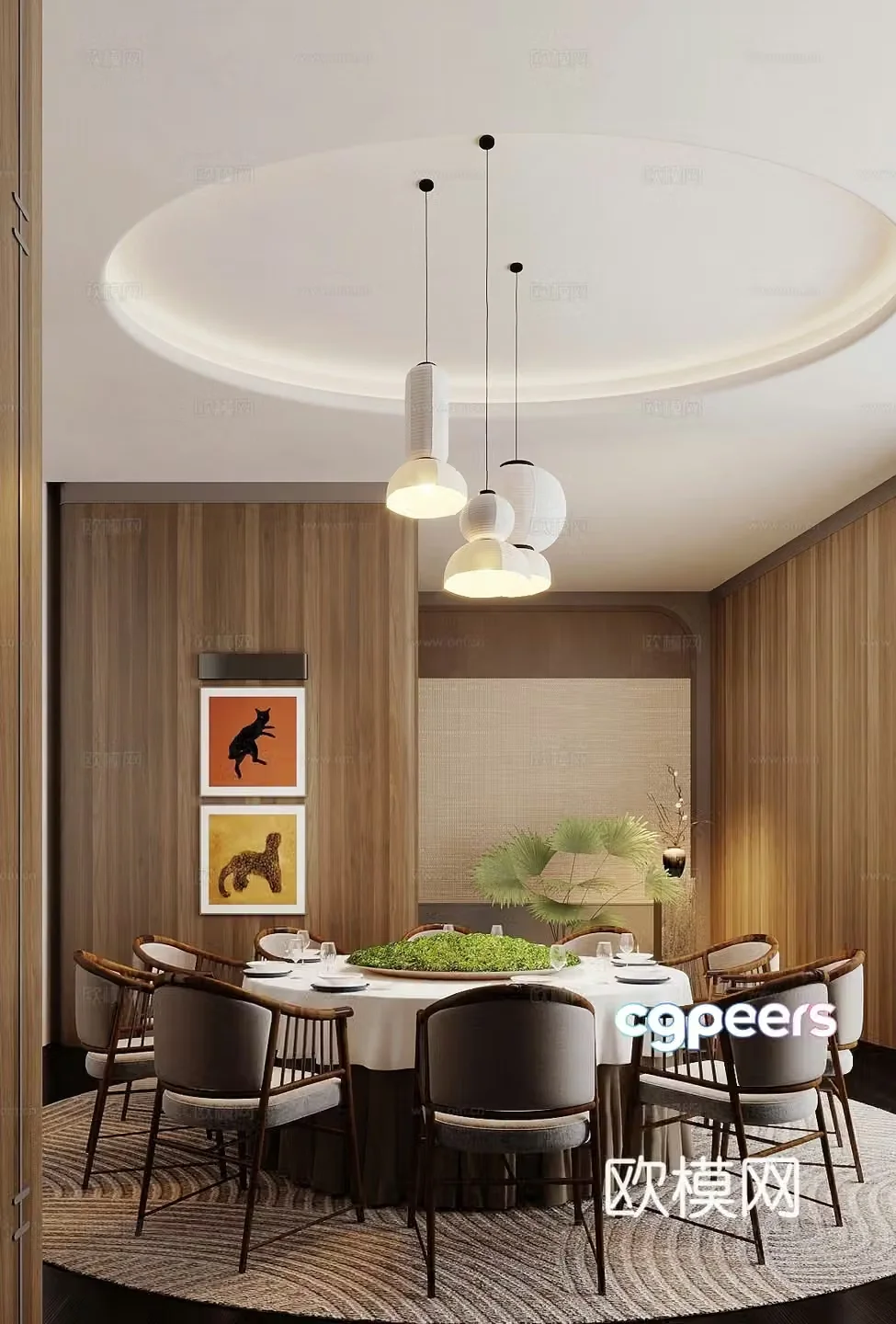Chinese restaurant private room 3D model