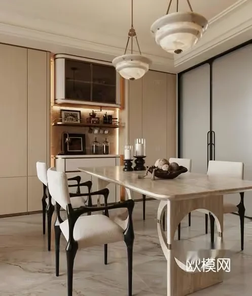 Modern Dining Room 3D Model – 17520 – CORONA Render