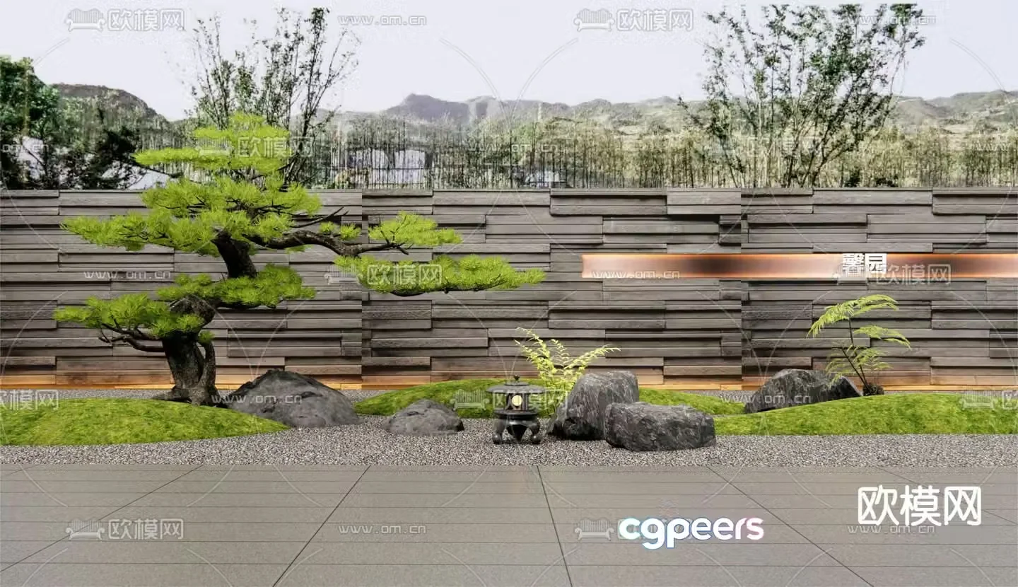 New Chinese style cultural stone landscape wall landscape stone stone 3D model