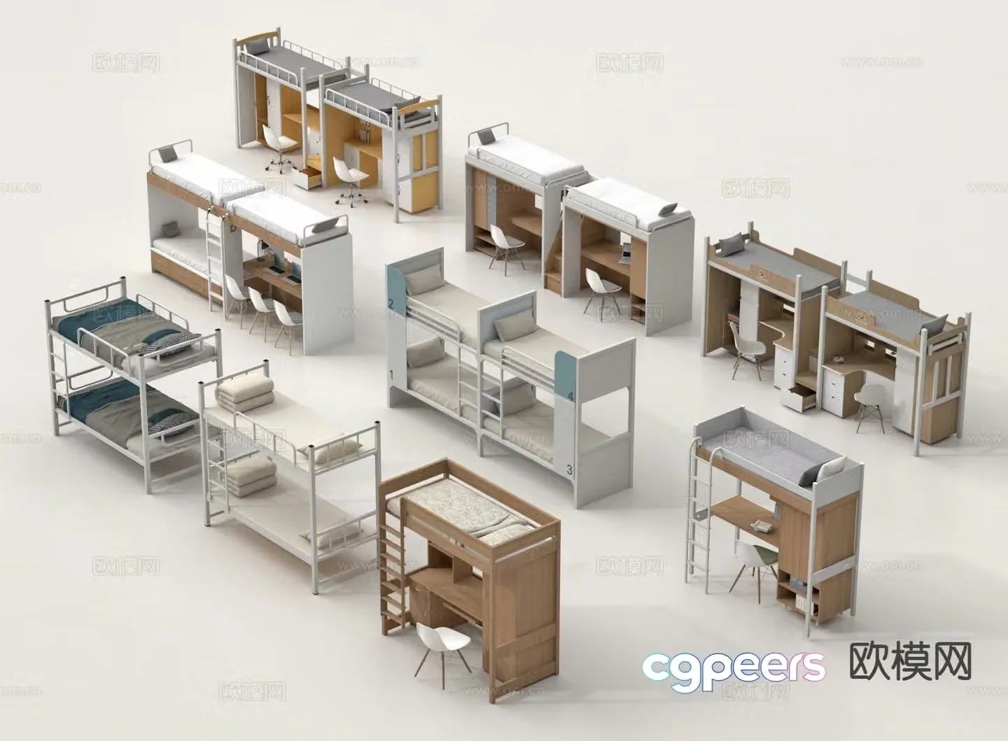 bunk bed dormitory bed bunk bed 3d model