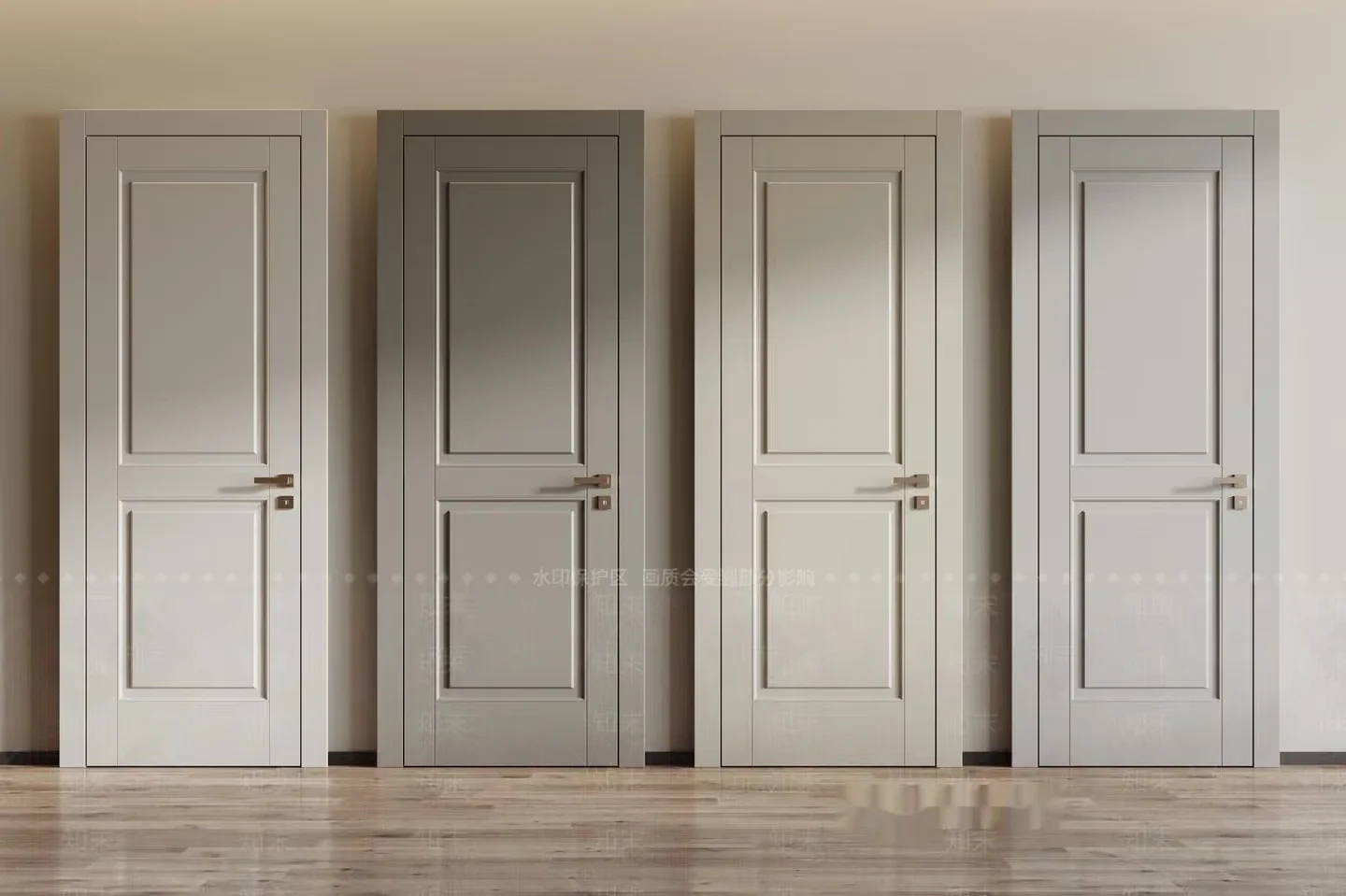 Four White Doors 3D Model – 16941 – VRAY Render