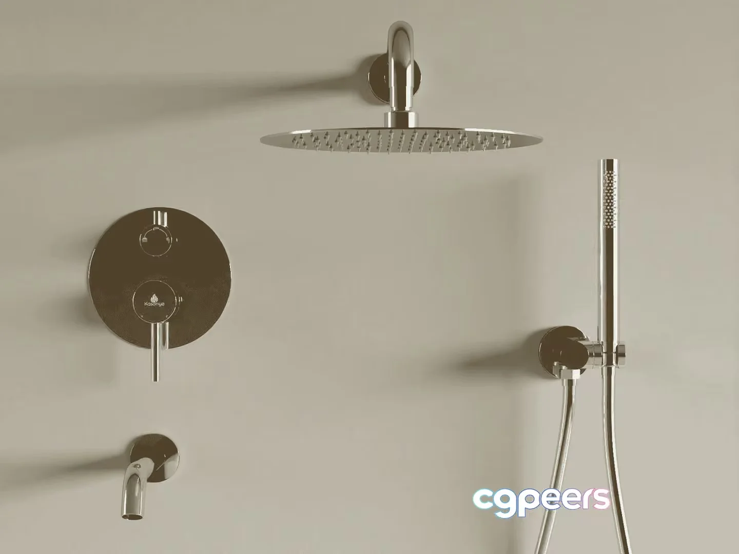 Modern Silver Shower 3D Model – 14138 – VRAY Render