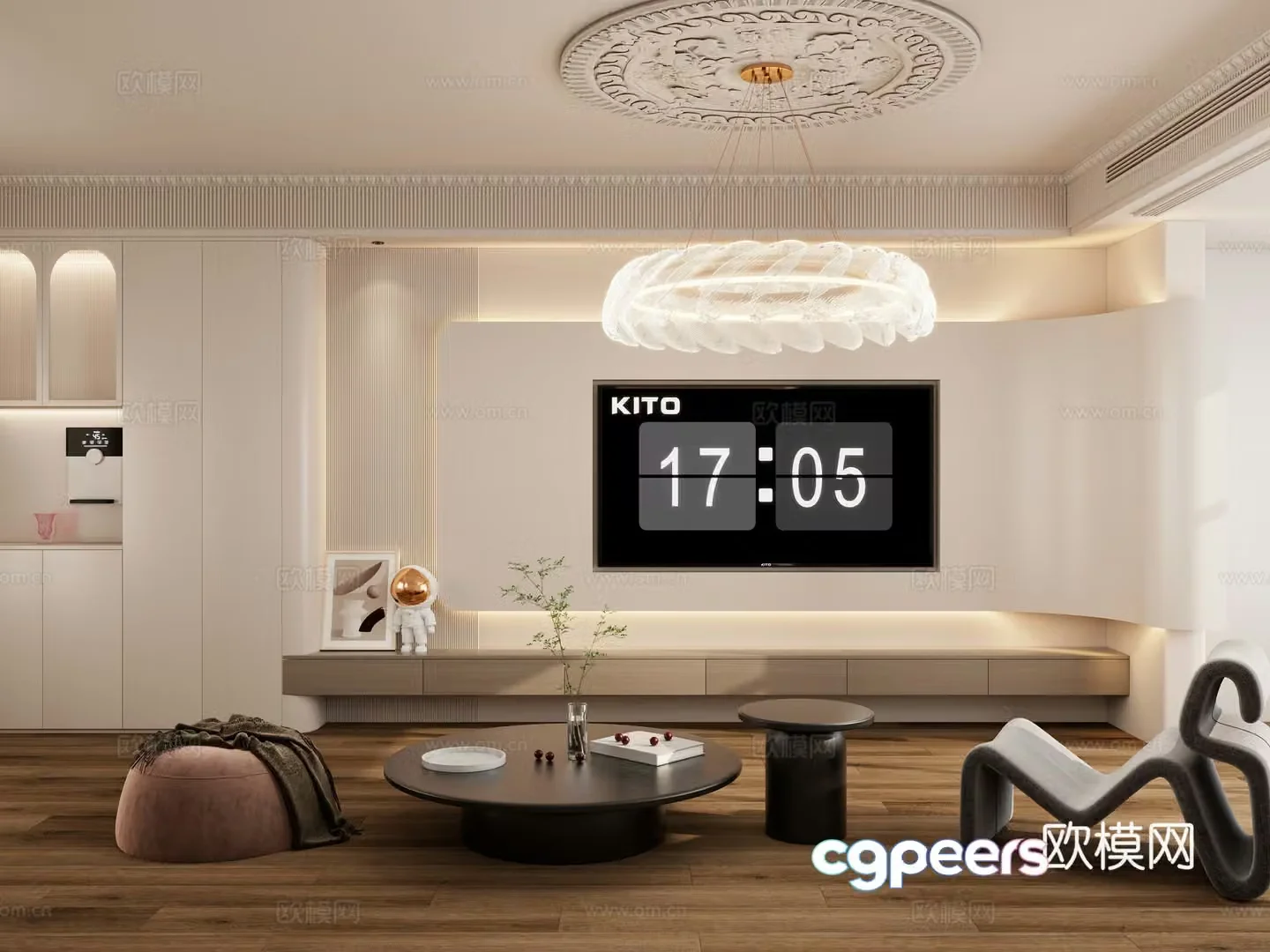 French TV background wall 3D model
