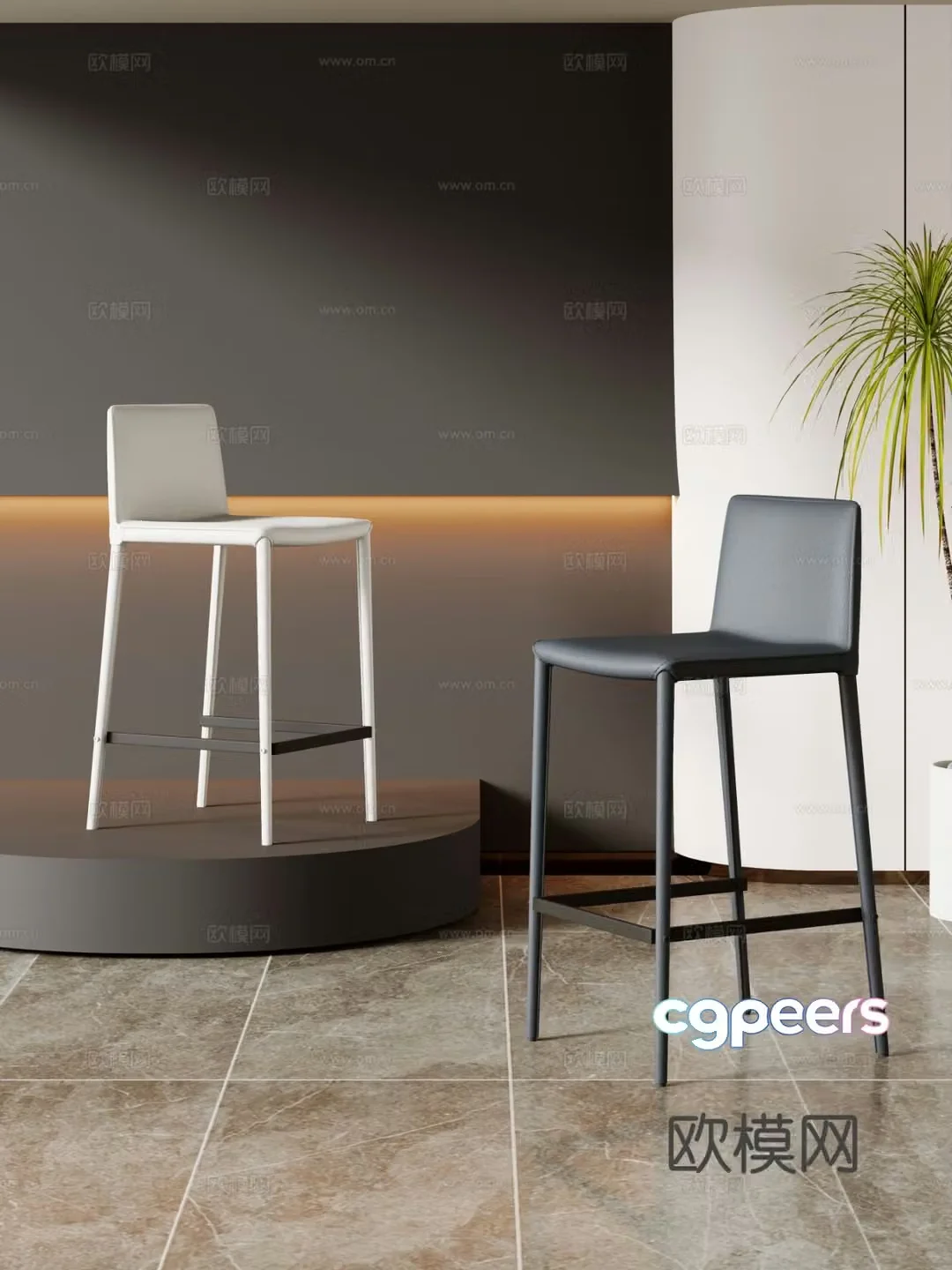 Dining chair leisure chair leather chair bar chair 3d model