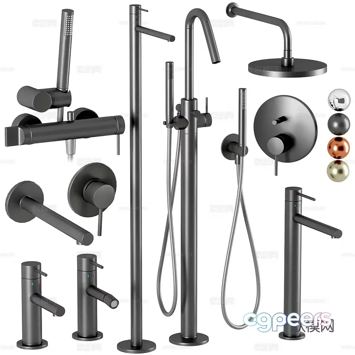 Modern light luxury Vitra Origin faucet and shower shower set 3d model