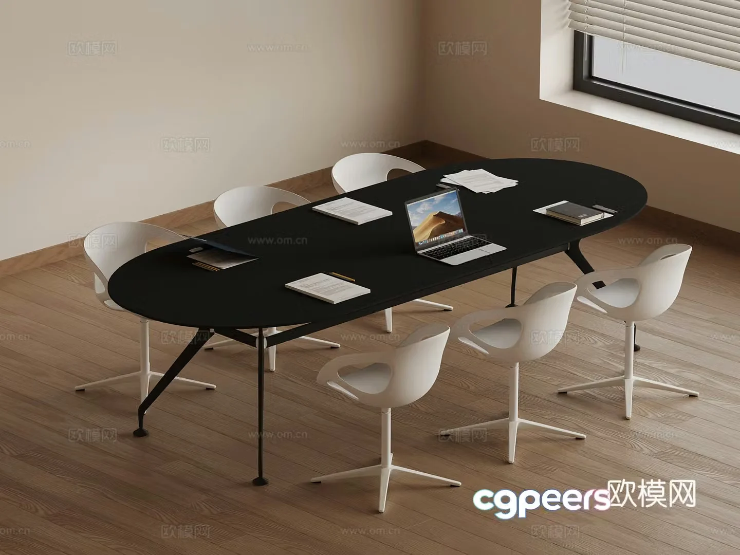 Conference table modern office desk chair 3d model