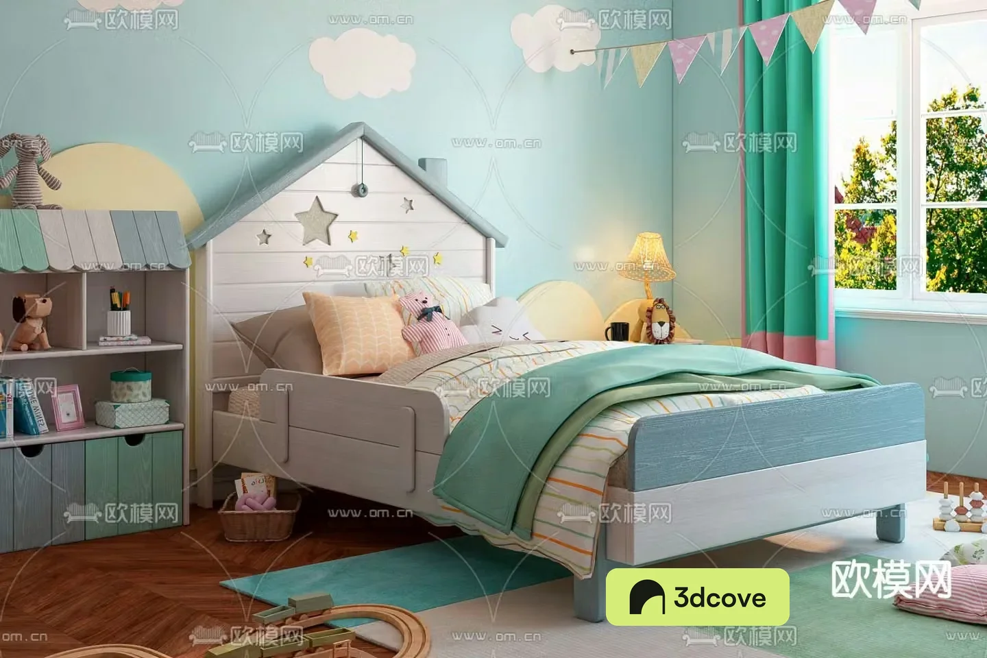 Modern solid wood children’s bed