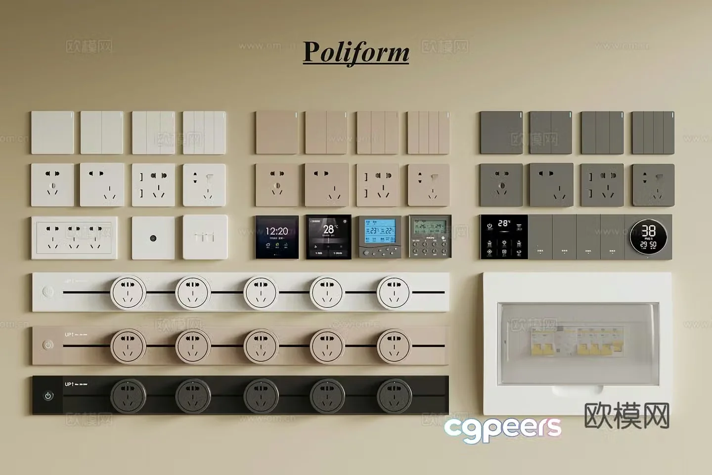 Modern switch socket electric box 3d model
