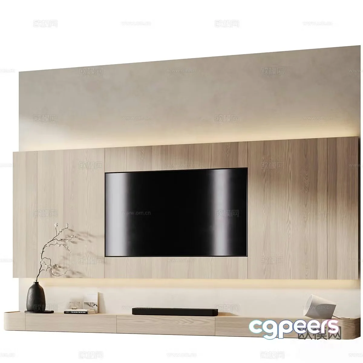 Modern TV background wall 3d model