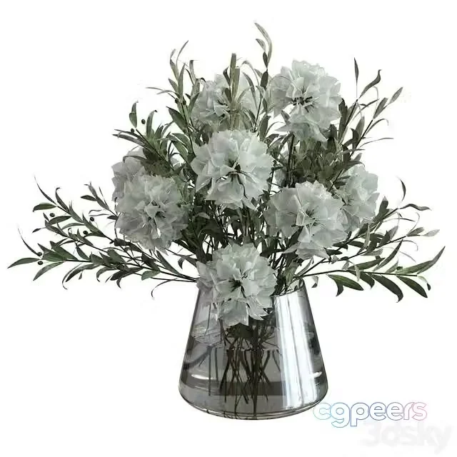 3ds Max Free – Olive bouquet with white flowers