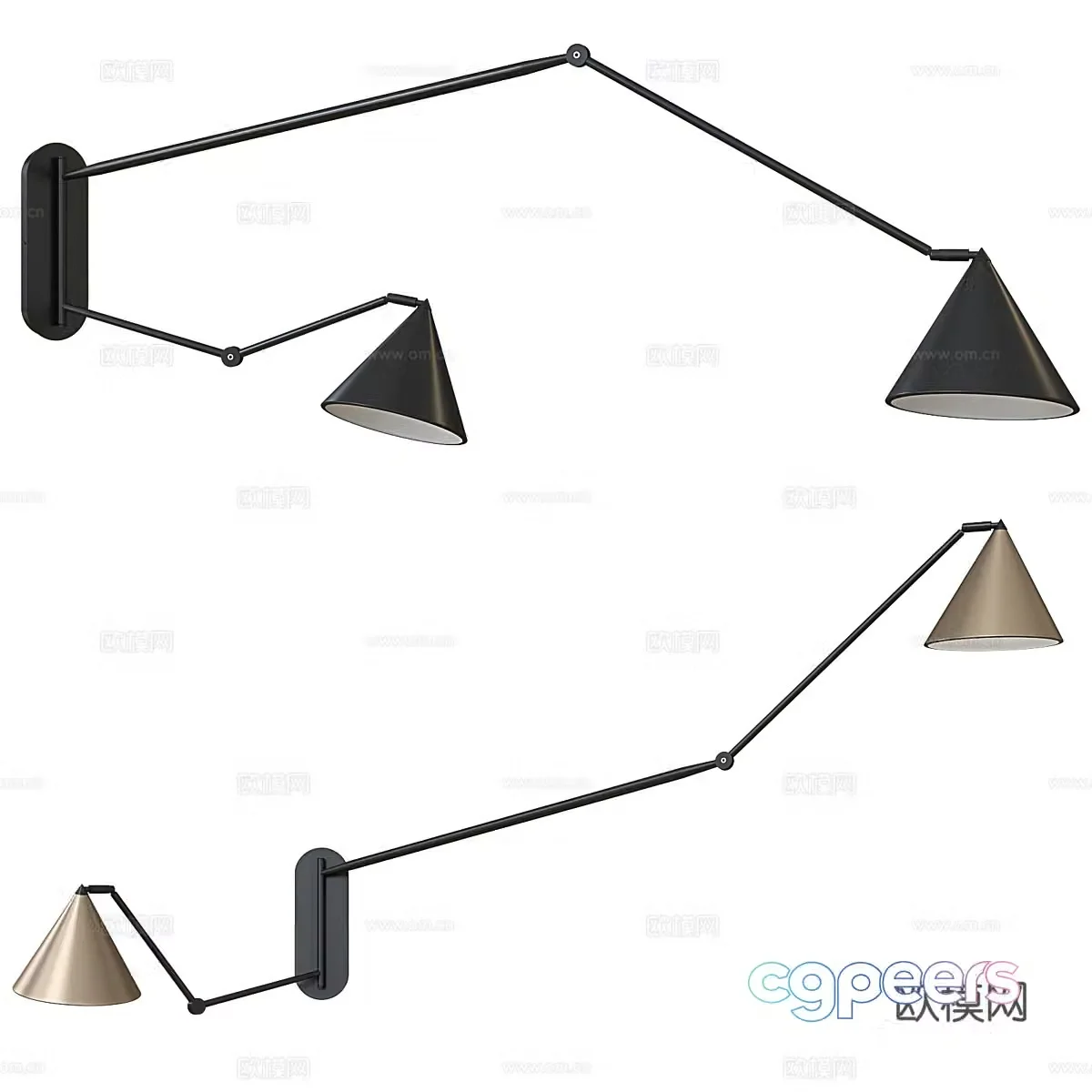 Modern Italian minimalist hinged wall lamp 3D model