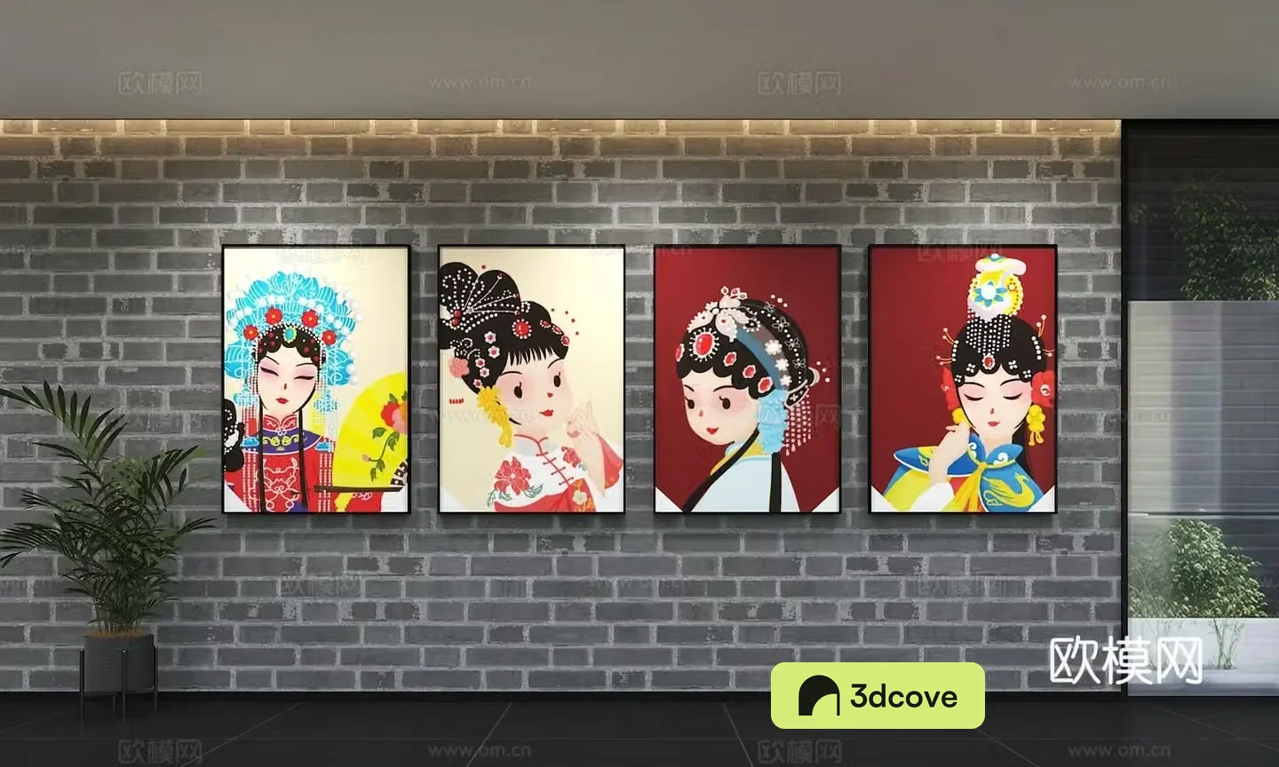Chinese opera culture wall decoration painting slogan display wall