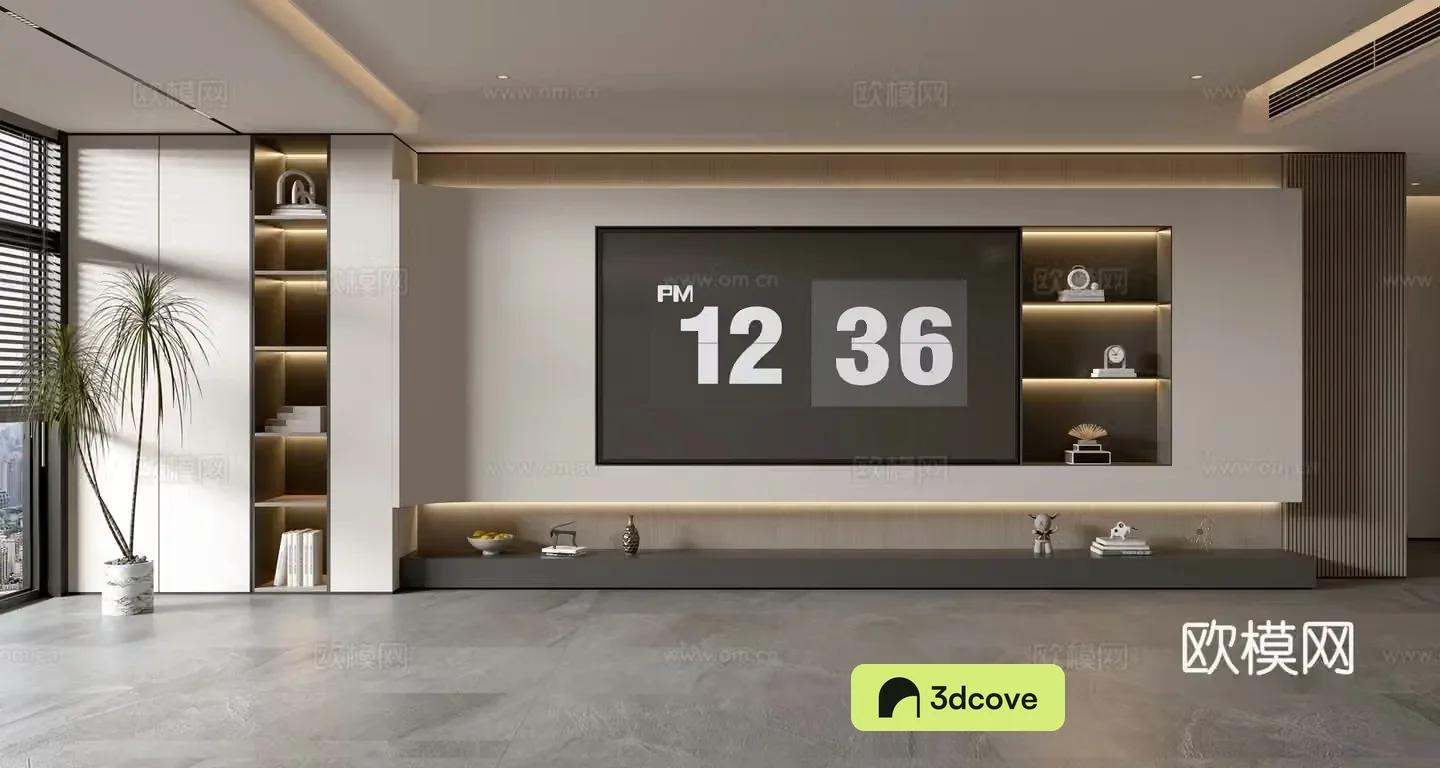 Light luxury TV background wall whole wall cabinet