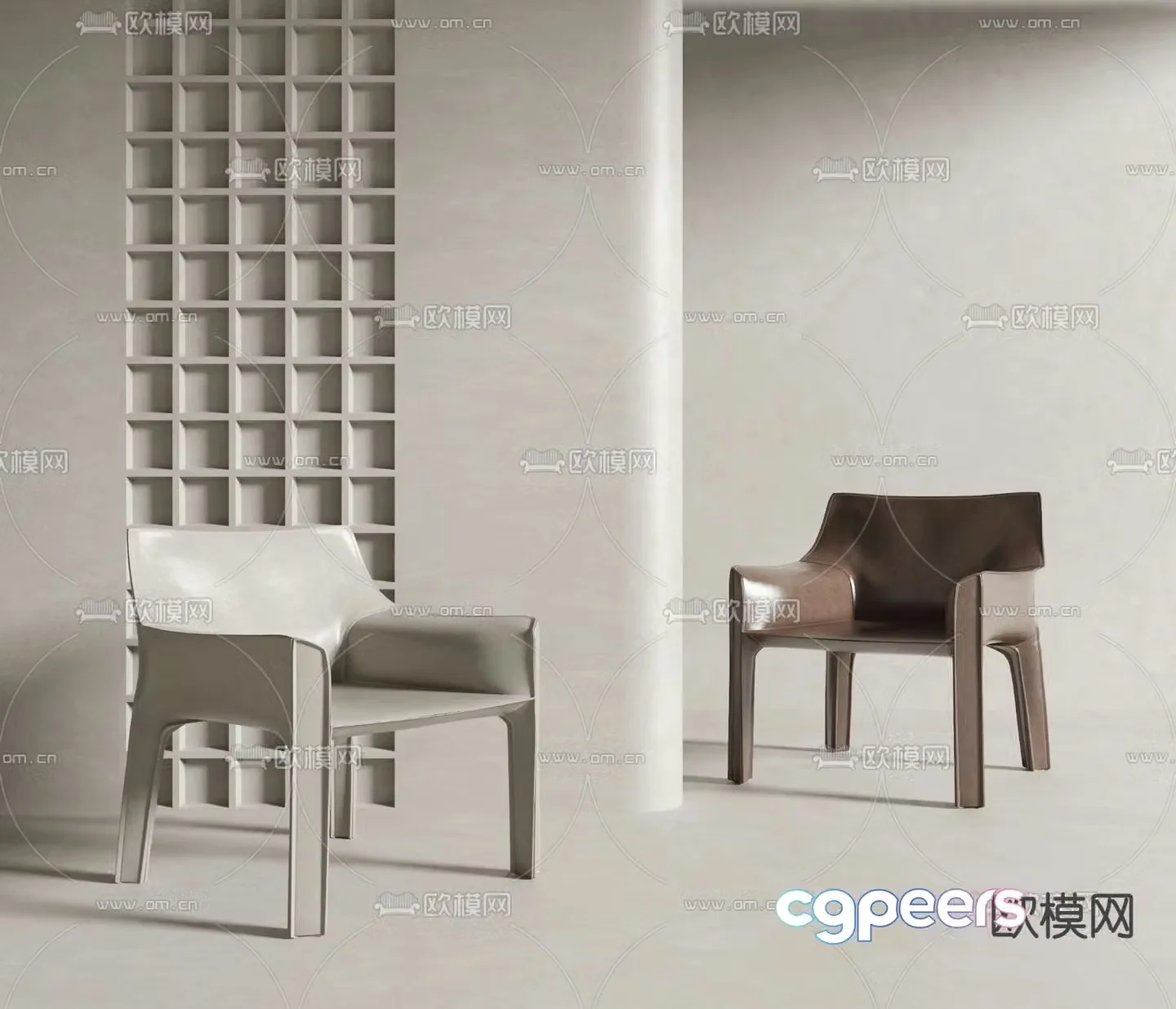 Cassina leather casual side chair 3d model