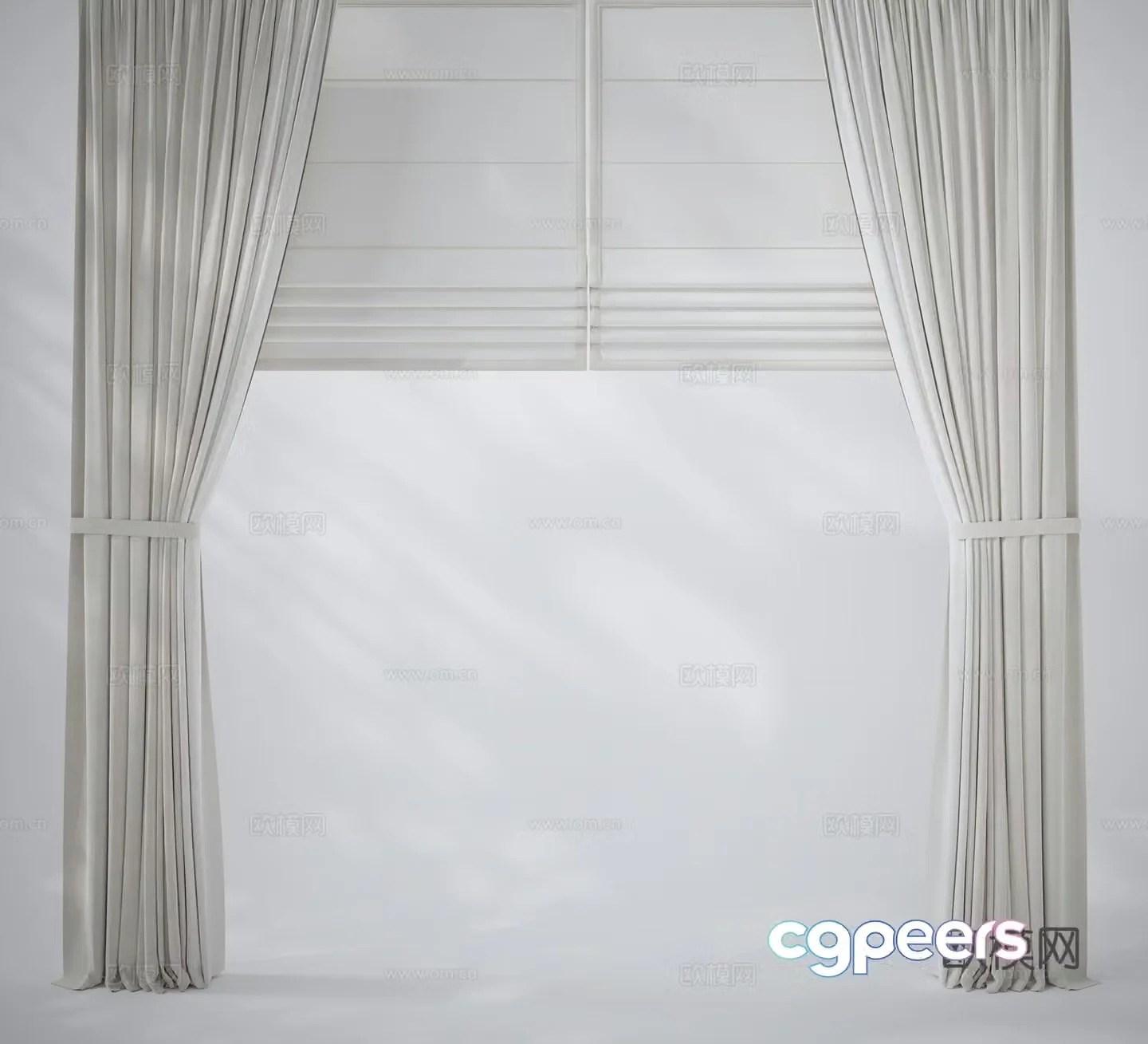 Modern curtain gauze curtain light-transmitting curtain 3d model