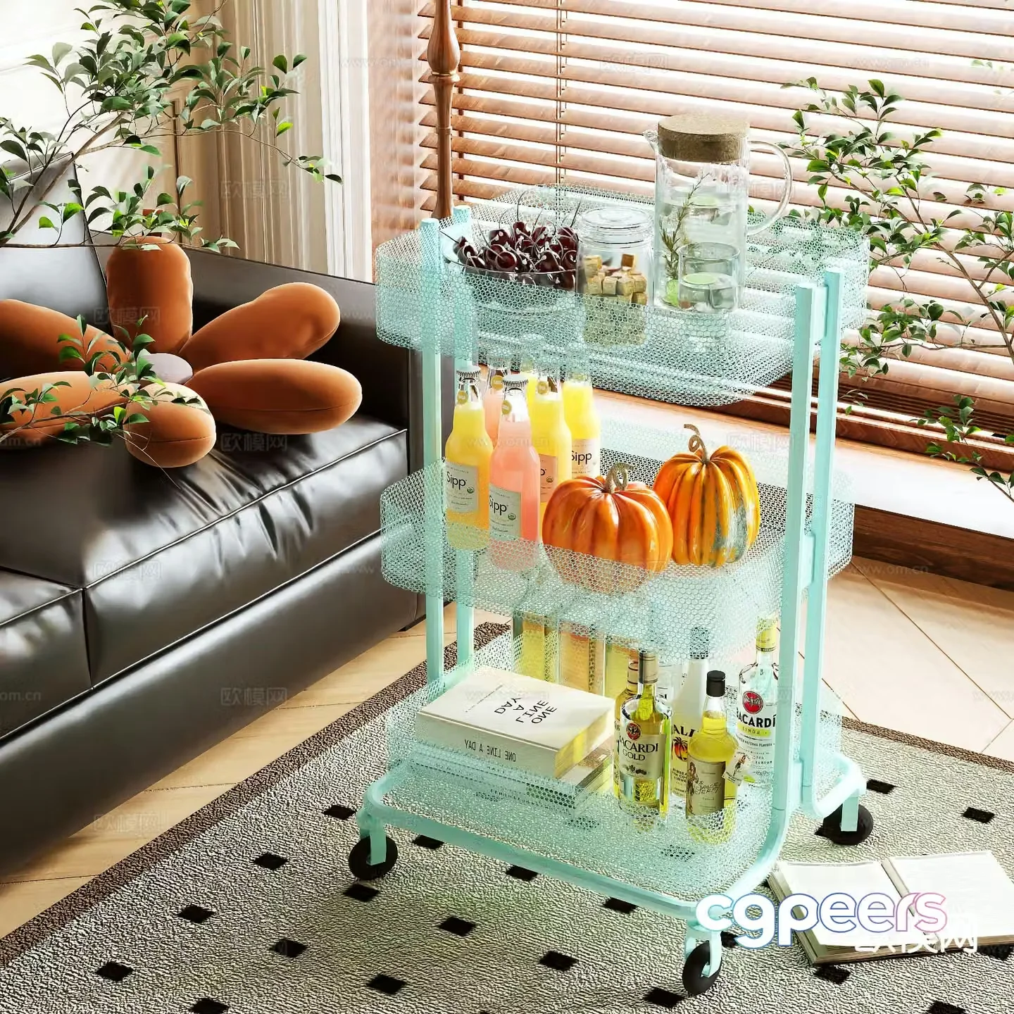 Trolley storage rack side table corner table 3D model