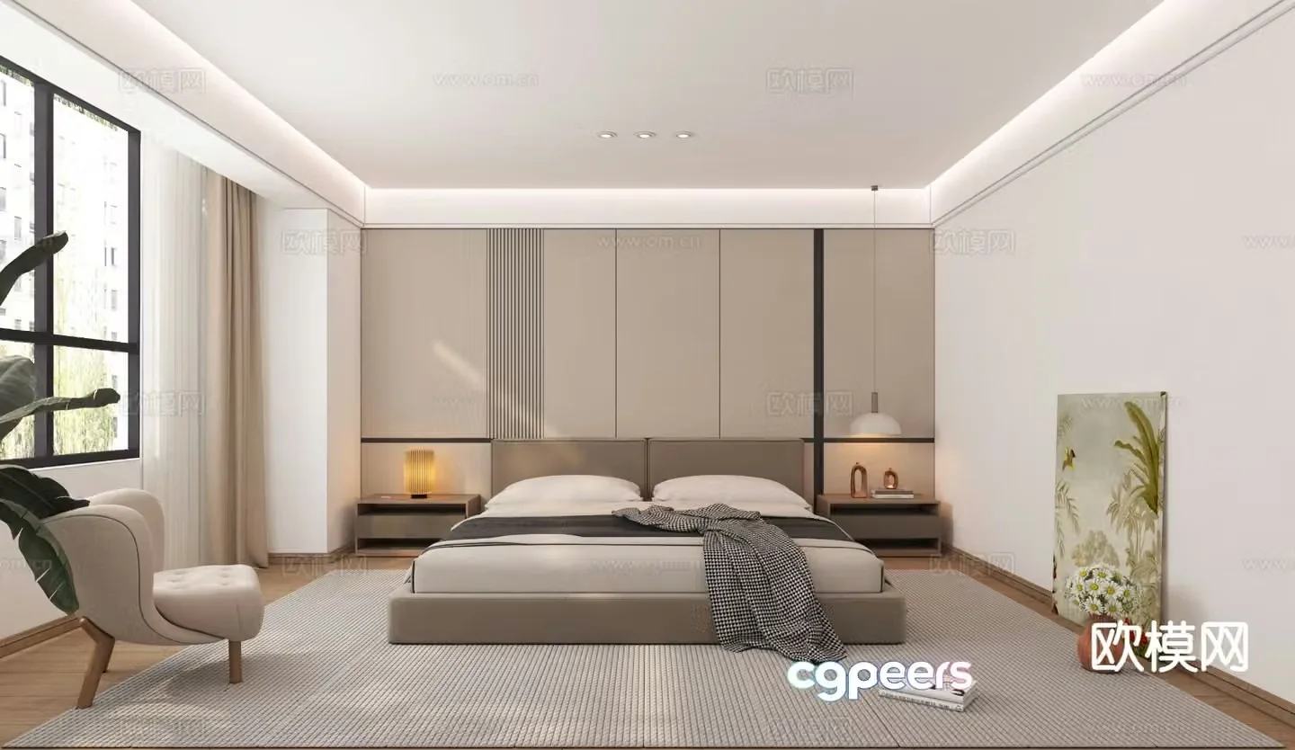 Modern bedroom master bedroom 3d model