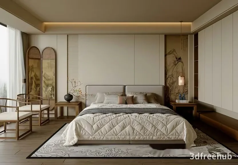 Cozy Bedroom 3D Model – 19254 – VRAY Render