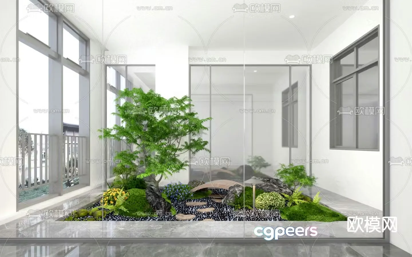 Plant pile indoor landscaping 3d model