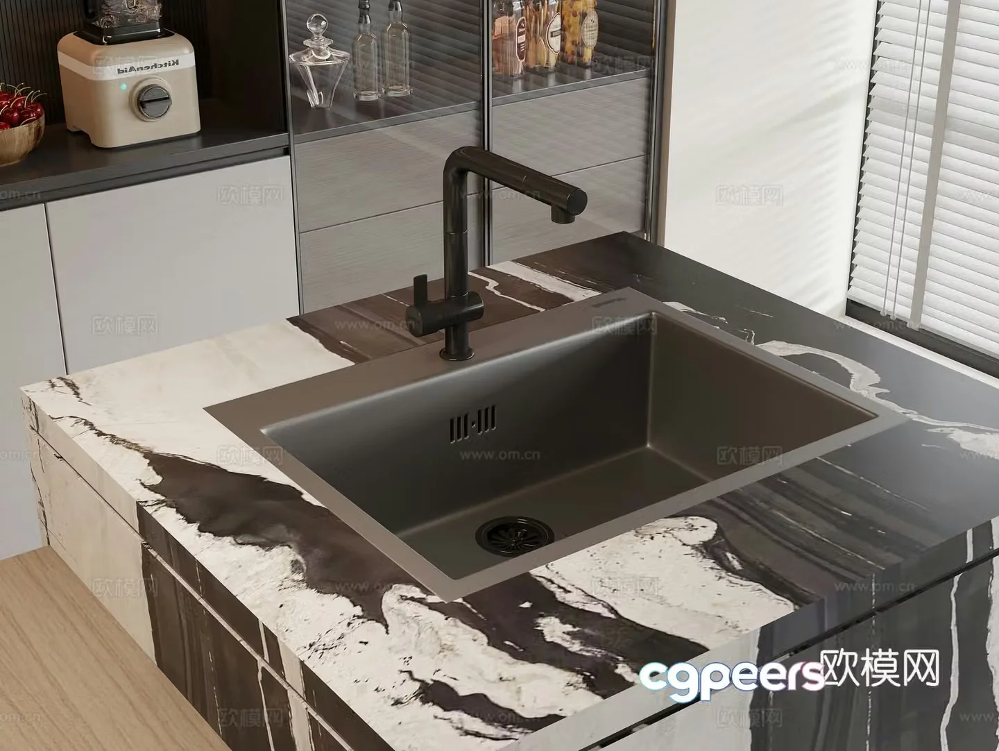 Stainless steel sink faucet wash basin water bar 3D model