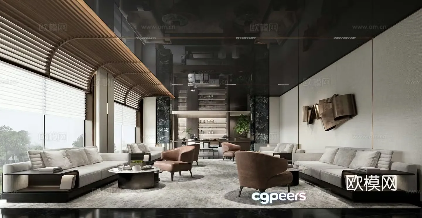 Modern sales office water bar negotiation area 3D model